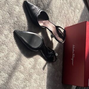 Salvatore Ferragamo Black Leather Heels